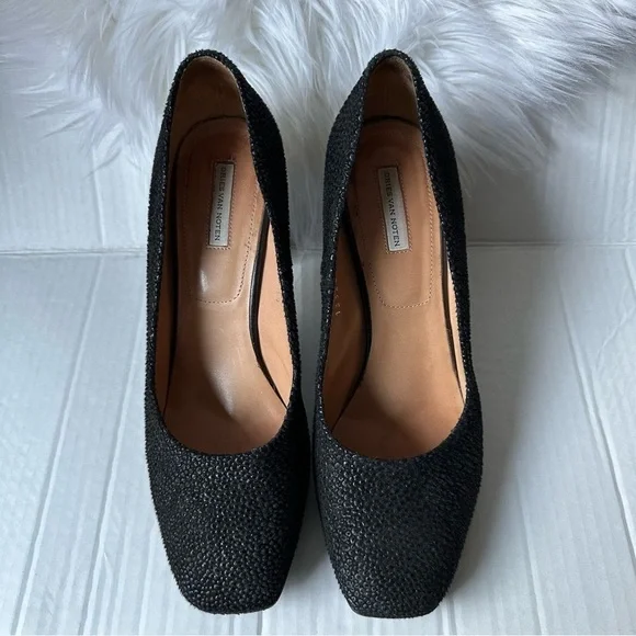 Dries Van Noten Black Square Toe Heel Pumps Size 39 - Picture 3 of 8